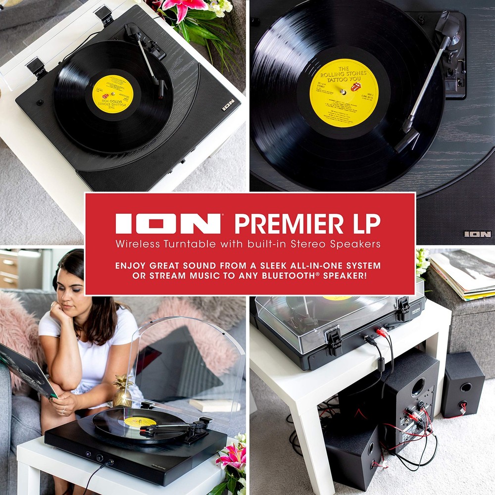 ION Audio Premier LP Record Player Bluetooth USB Built-in Speaker Auto-Return JP
