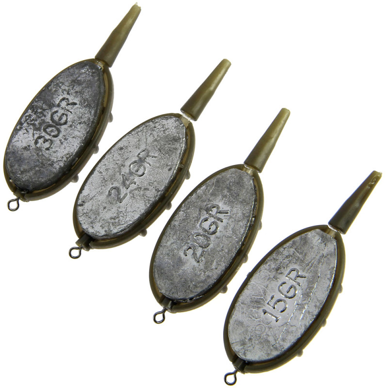 4 x NGT Inline method feeders- Mixed 15g 20g 25g 30g feeders + soft mould.