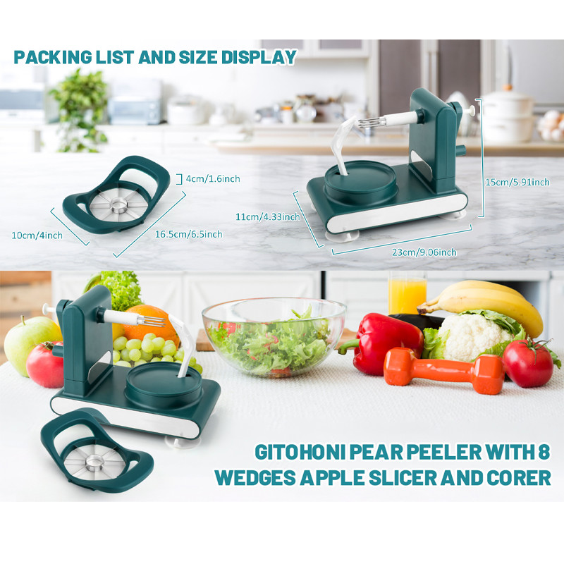 Hand Cranked Apple Peeler Slicer Kit Fruit Cutter Processing Machine Tool Green