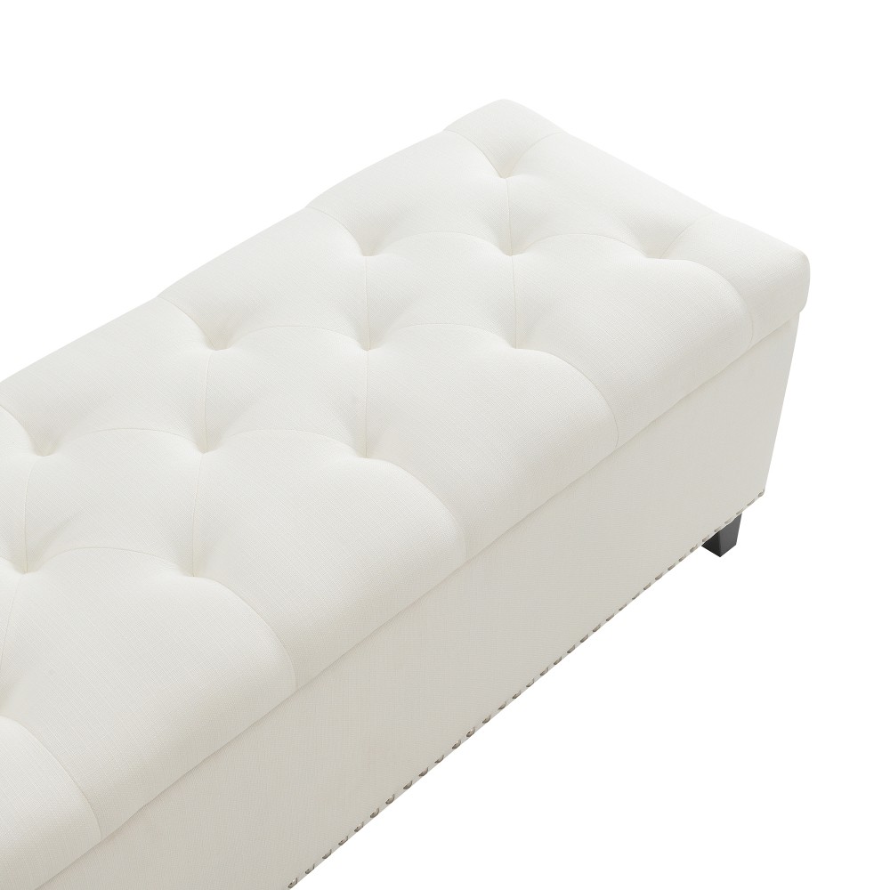 Storage Stool with Safety-Closing Hinges Features Touch Teddy Fabric