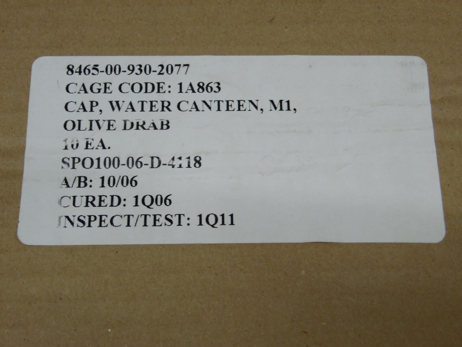 M1 NBC Canteen Cap Olive Drab USGI New