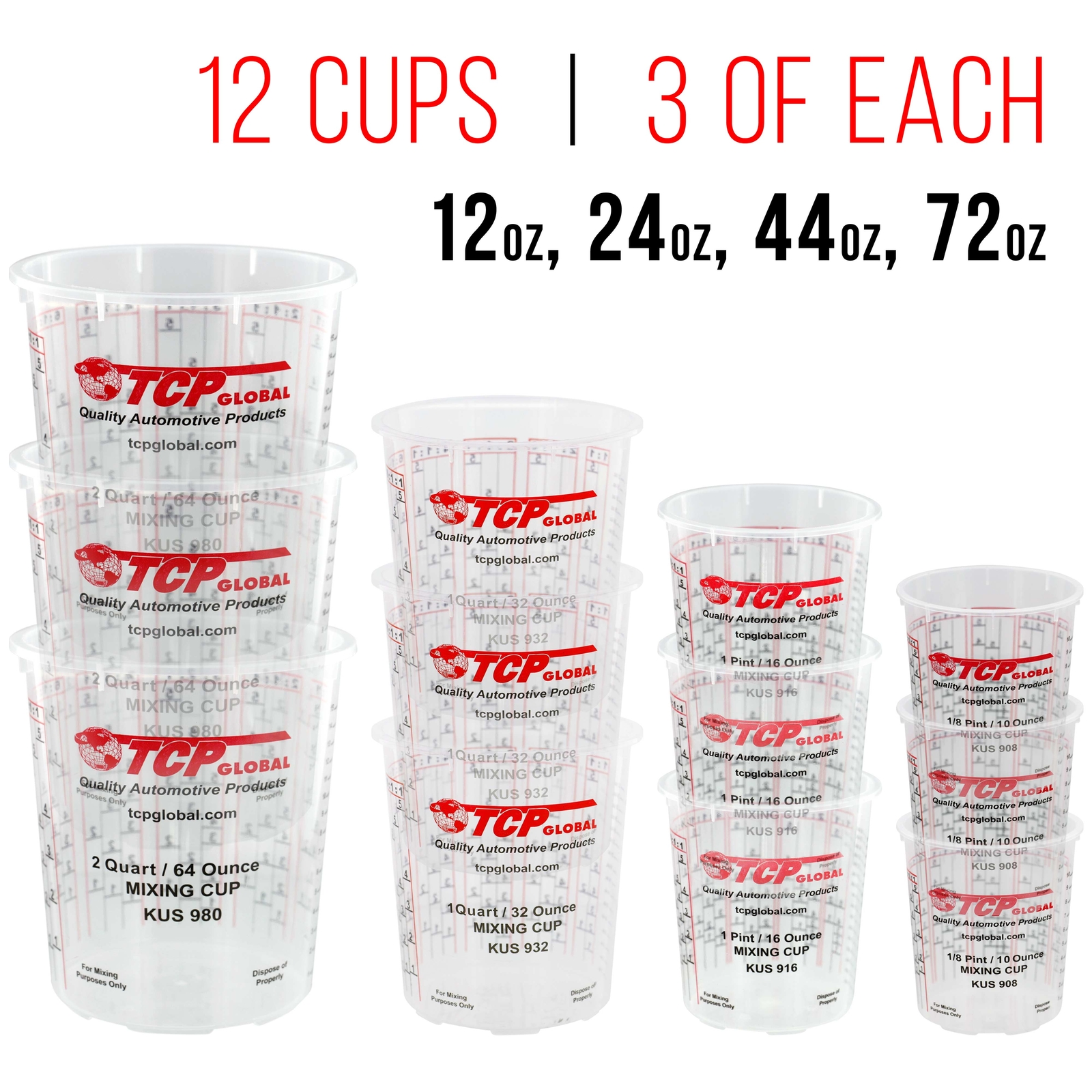 Ultimate Paint Mixing Cup Kit, 12 Graduated Cups, Sticks, Strainers, Mixer Blade
