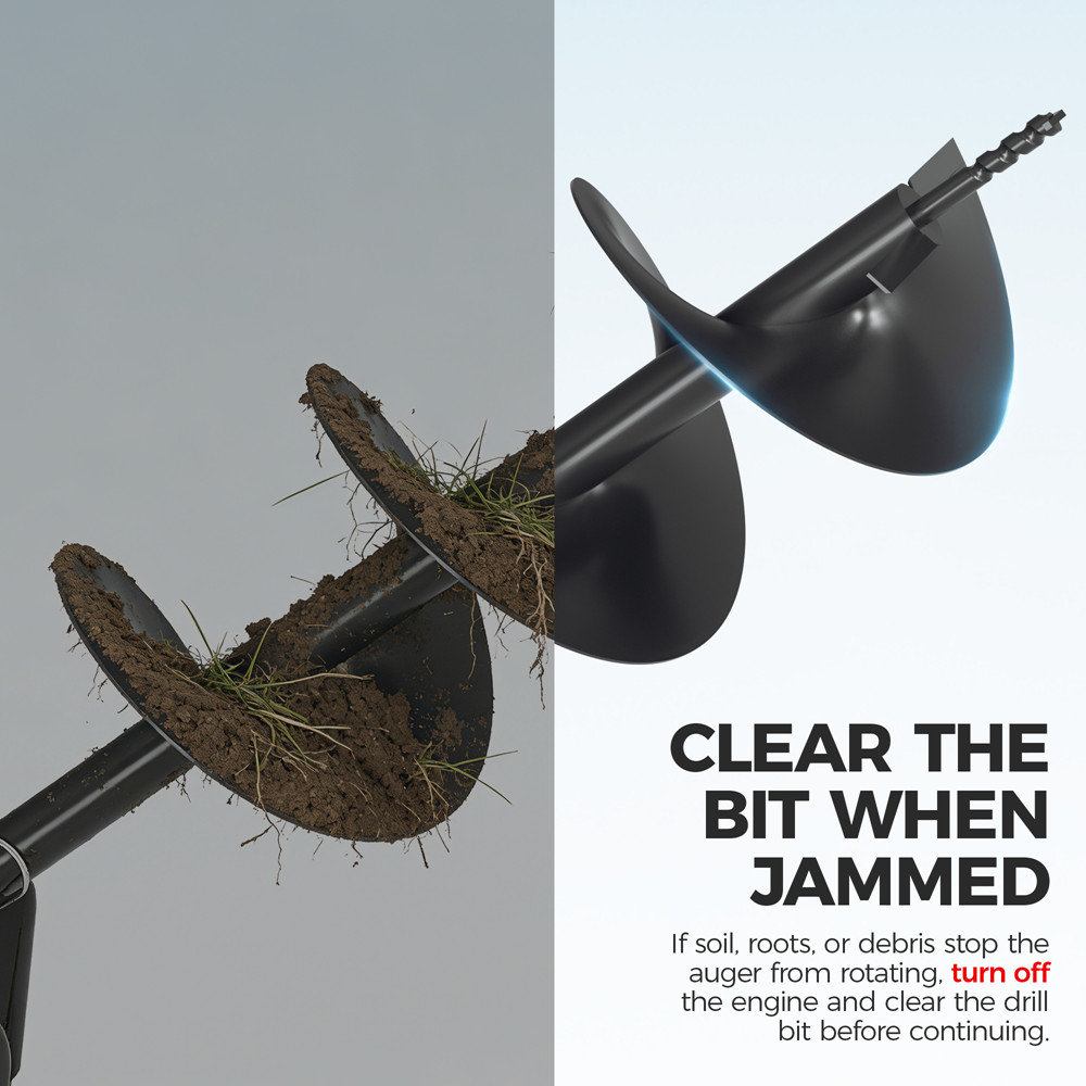 WORKPRO 62CC Post Hole Digger Gas Powered Earth Digger 4" 6" 8" Auger Drill Bits