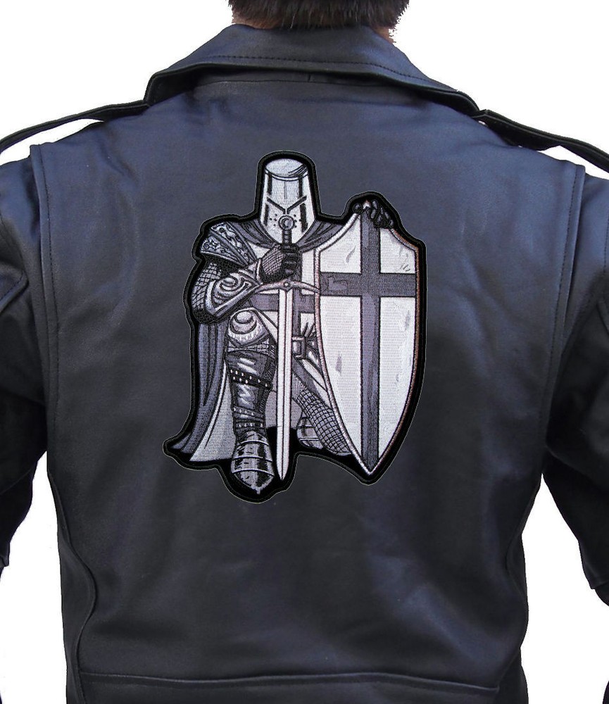 Christian Silver and White Crusader Knight Patch FREE SHIP