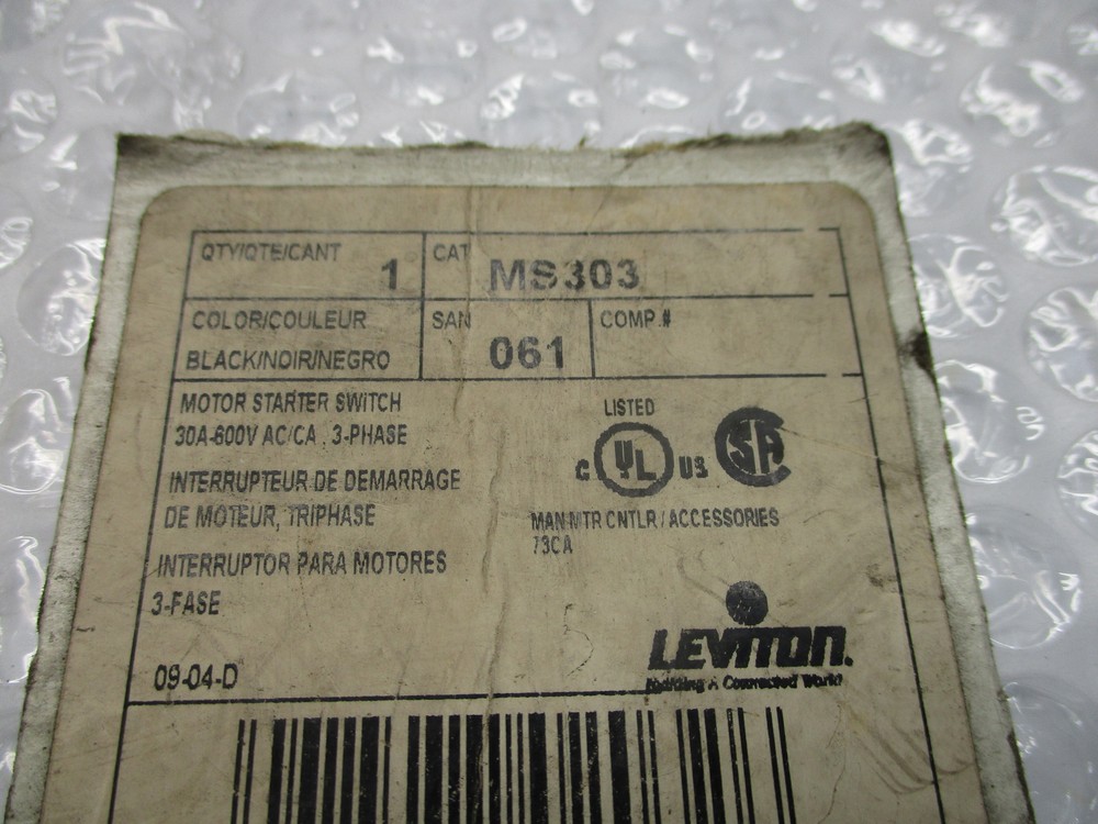 LEVITON MS303 MANUAL MOTOR STARTER NSNP