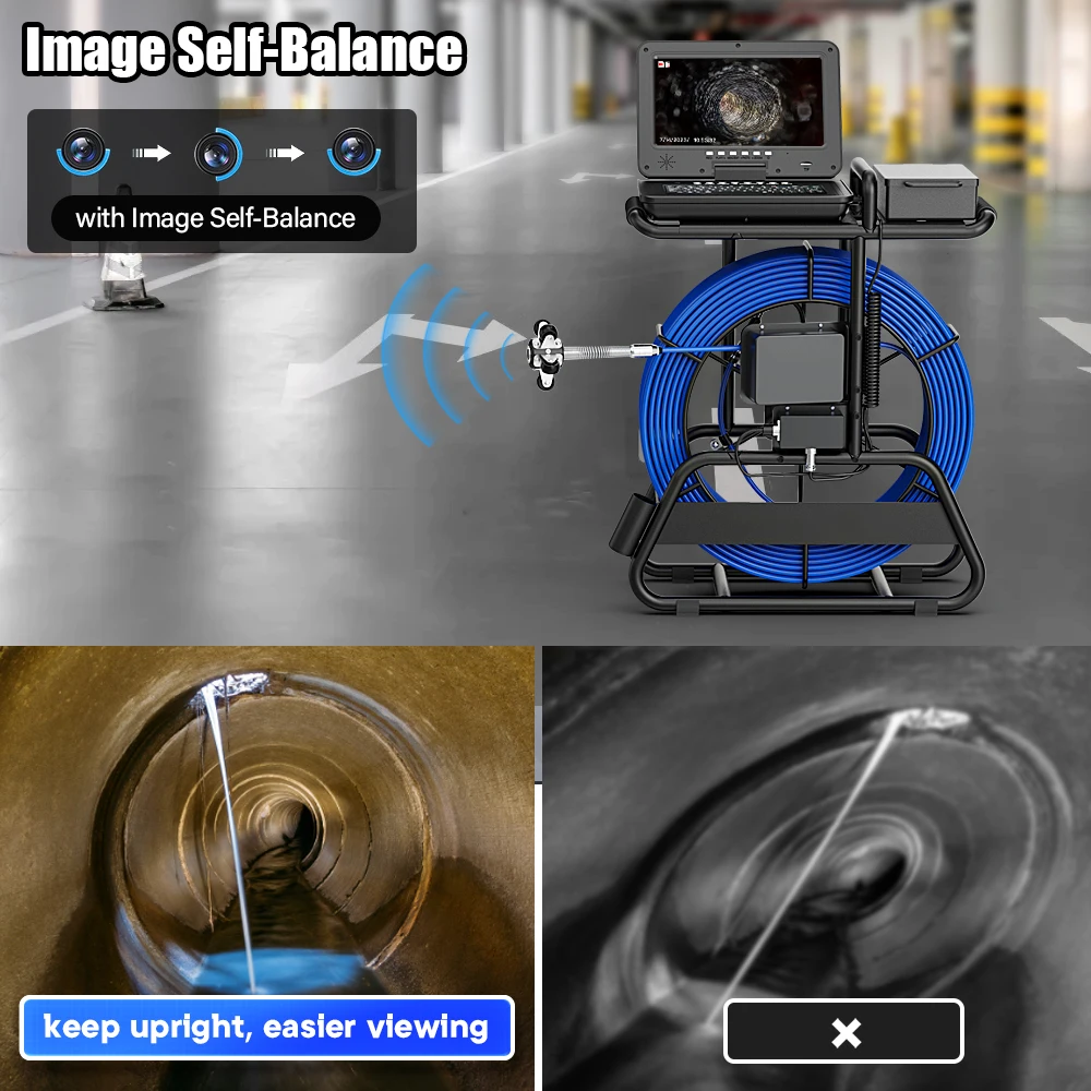 Pipe Sewer Camera 10in Screen 7mm Drain Camera Plumbing