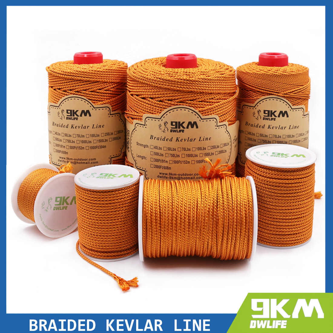 Braided Kevlar Cord 400Lbs~2000Lbs Fishing Camping Hiking Ropes Made with Kevlar