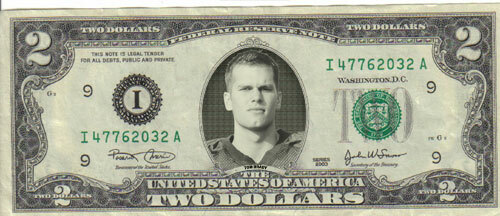 Patriots Tom Brady $2 Dollar bill Mint real
