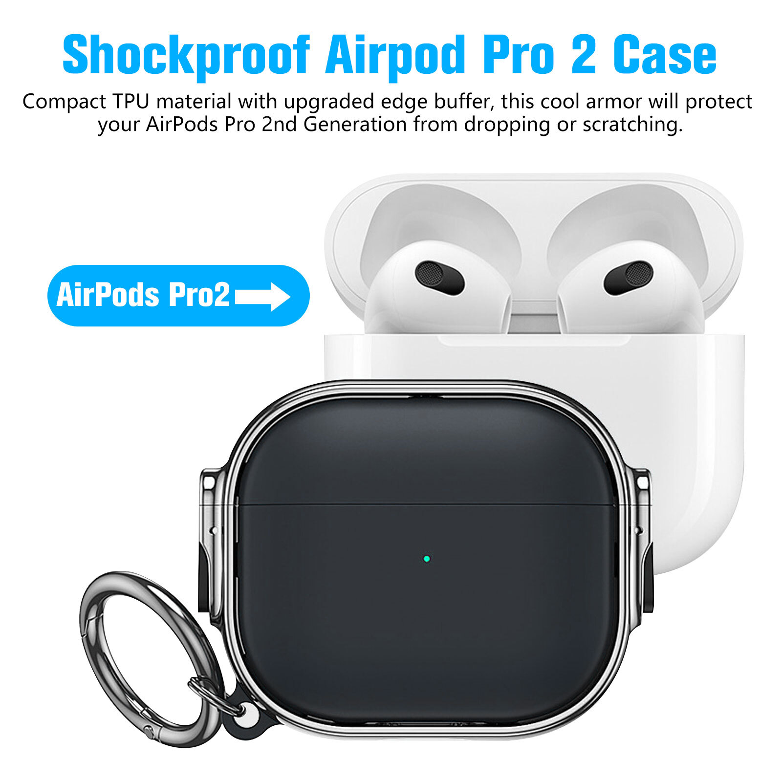 Protective Dustproof Case For Apple AirPods Pro 2 Cover Keychain Clip Shockproof