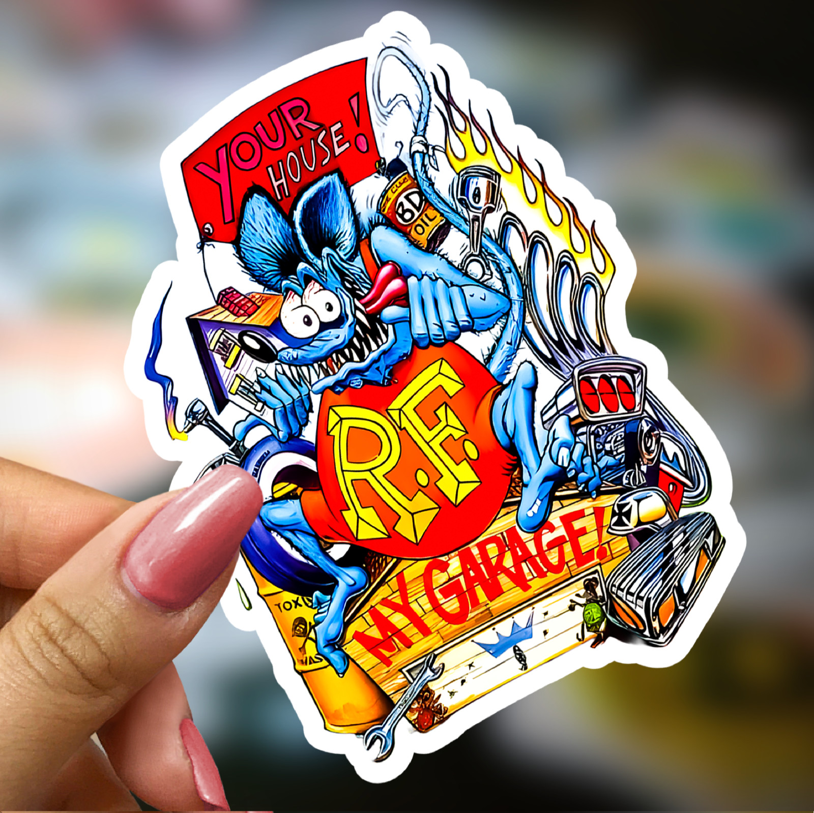 50pcs Rat Fink Ed Roth Vinyl Decals Vintage Hot Rod Custom Sticker Set