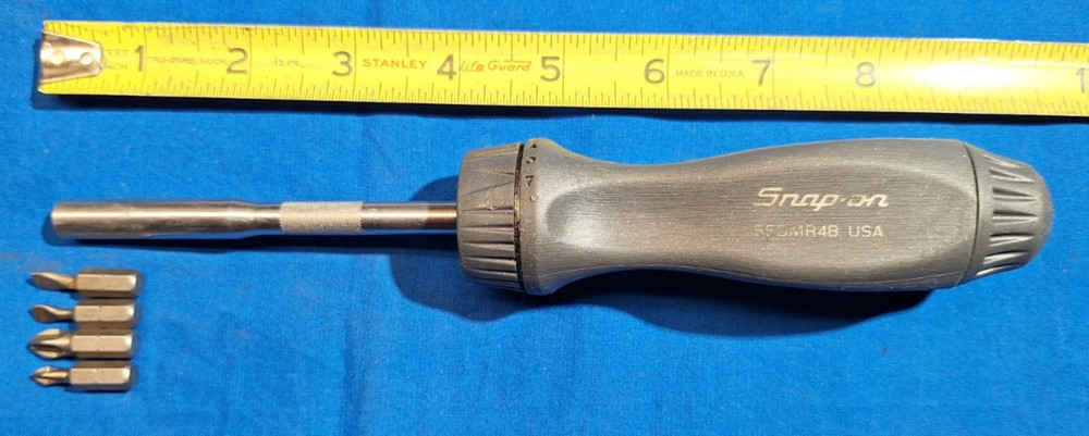 Snap-On SSDMR4B Ratcheting screwdriver with Snap-On Bits! Titanium