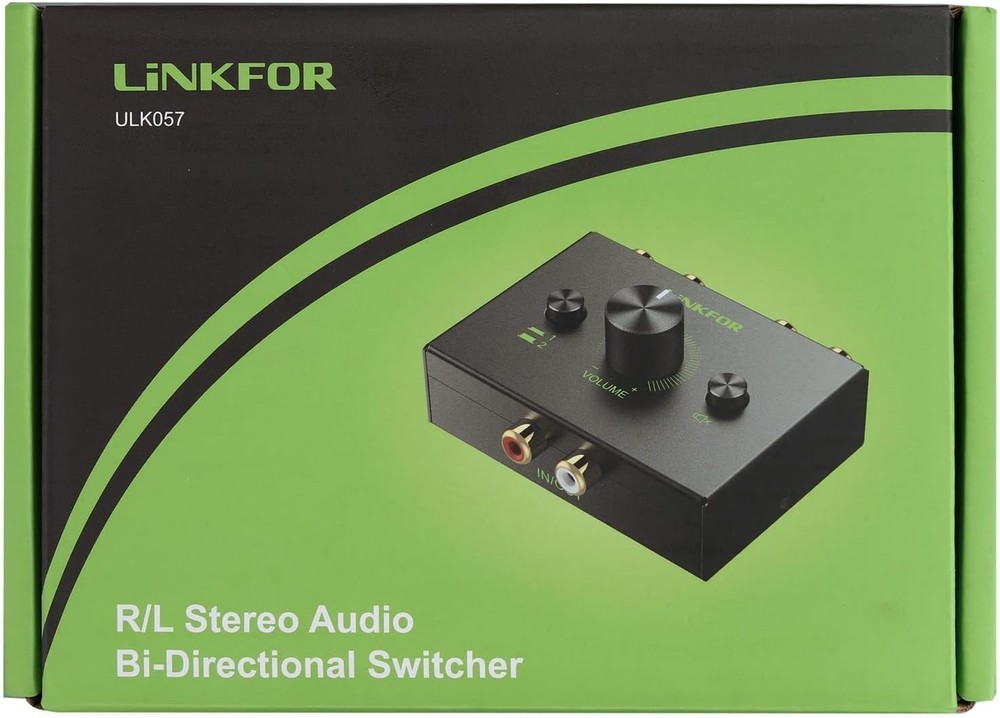 High-Quality RCA Stereo Switch with Built-In Volume Control & Simple Setup