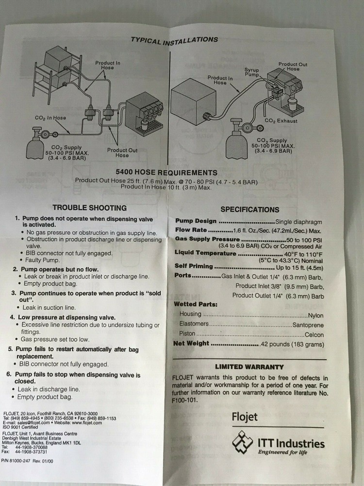 FLOJET Model 5400130A Compact CO2 Beverage Pump