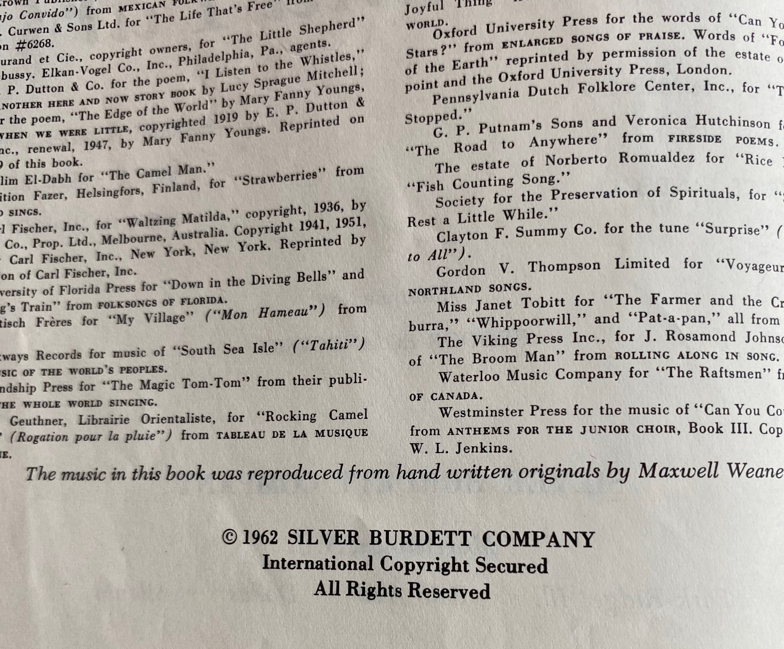 1 pc 1962 Music Near and Far, Pub: Silver Burdett Company 180 pgs Hardcover