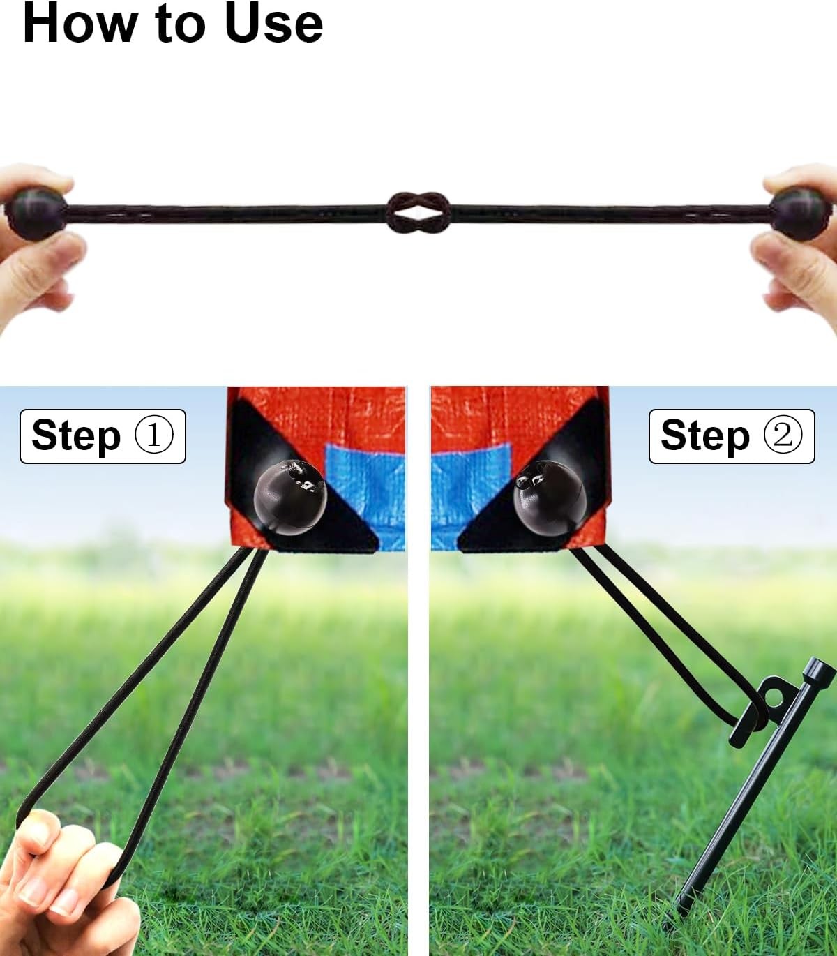 4" Inch Black Ball Bungee Bungie Cord Canopy Tarp Tie Downs Straps New Lot x2000