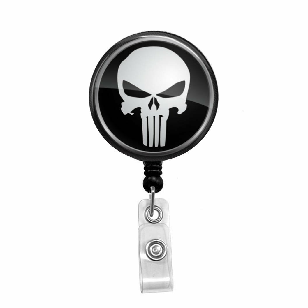 Punisher Skull - Retractable Badge Holder - Badge Reel - Lanyards - Stethoscope