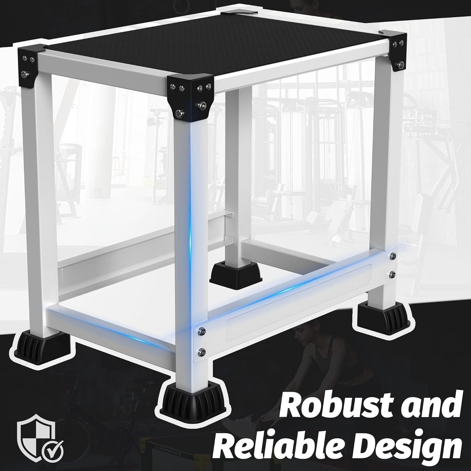 GanFindX Steel Plyo Box 12/18 Inch Surface Metal Plyometric Jumping Box - White