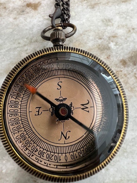 Solid Brass Compass With Case Engraved Camping Hiking Religious