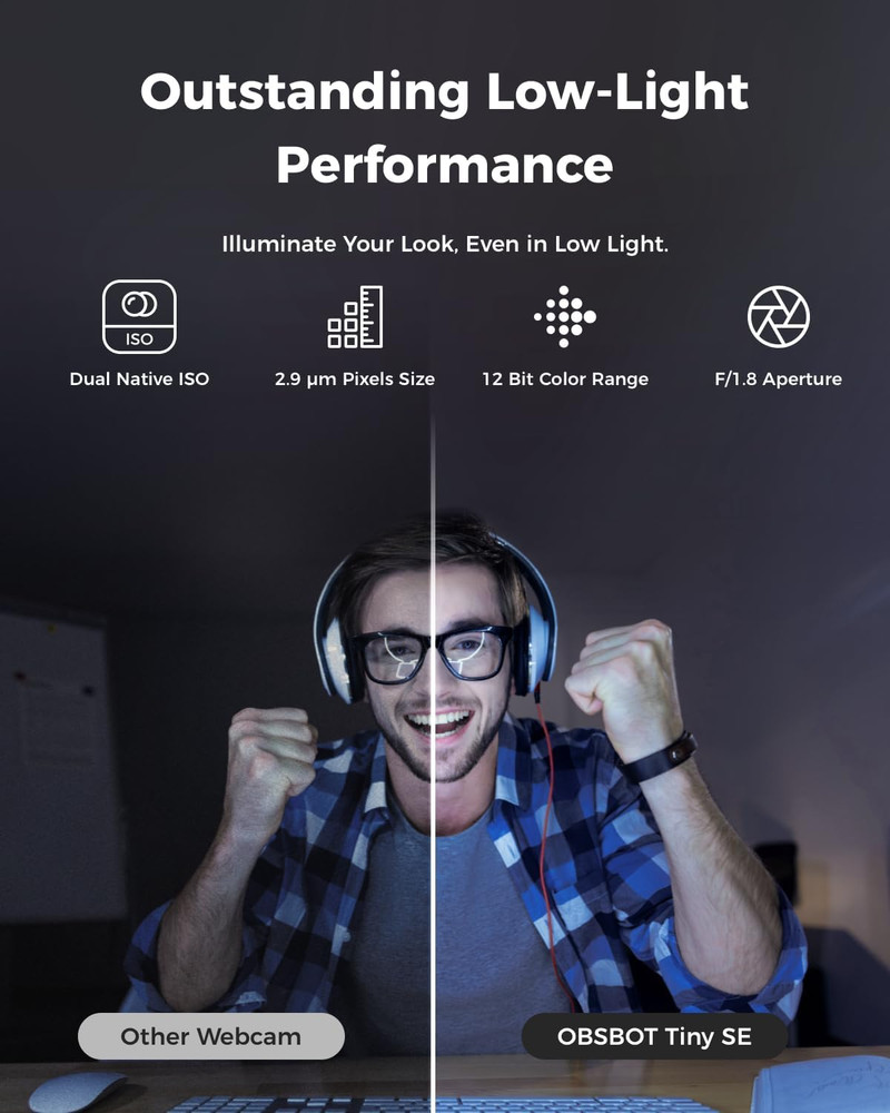 Tiny SE 1080P 100FPS Webcam for PC, AI Tracking PTZ Streaming Camera with 1/2.8"