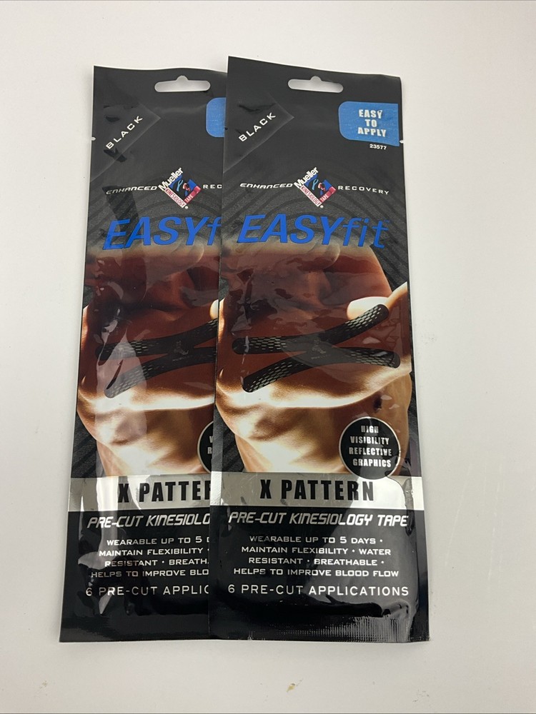 Mueller Pre-Cut Kinesiology Tape 2 Piece Bundle Knee Y Pattern X Pattern