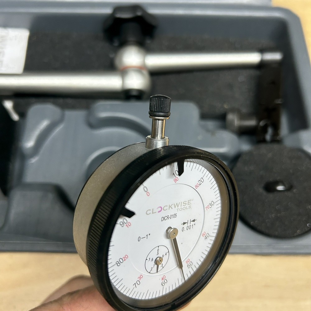 Clockwise Tools DIMR-0105 Dial Indicator Gage Gauge and Magnetic Base with case