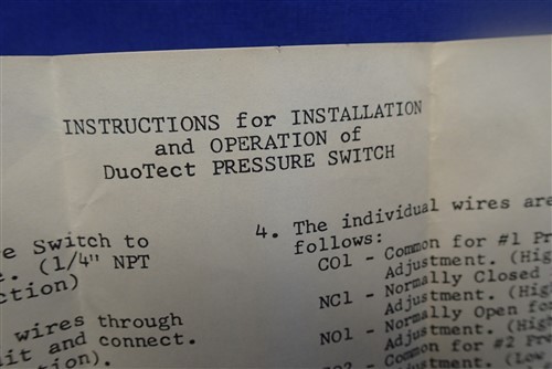 W.E. ANDERSON DouTecT EXPLOSION PROOF PRESSURE SWITCH MODEL H-2 NOS UNUSED