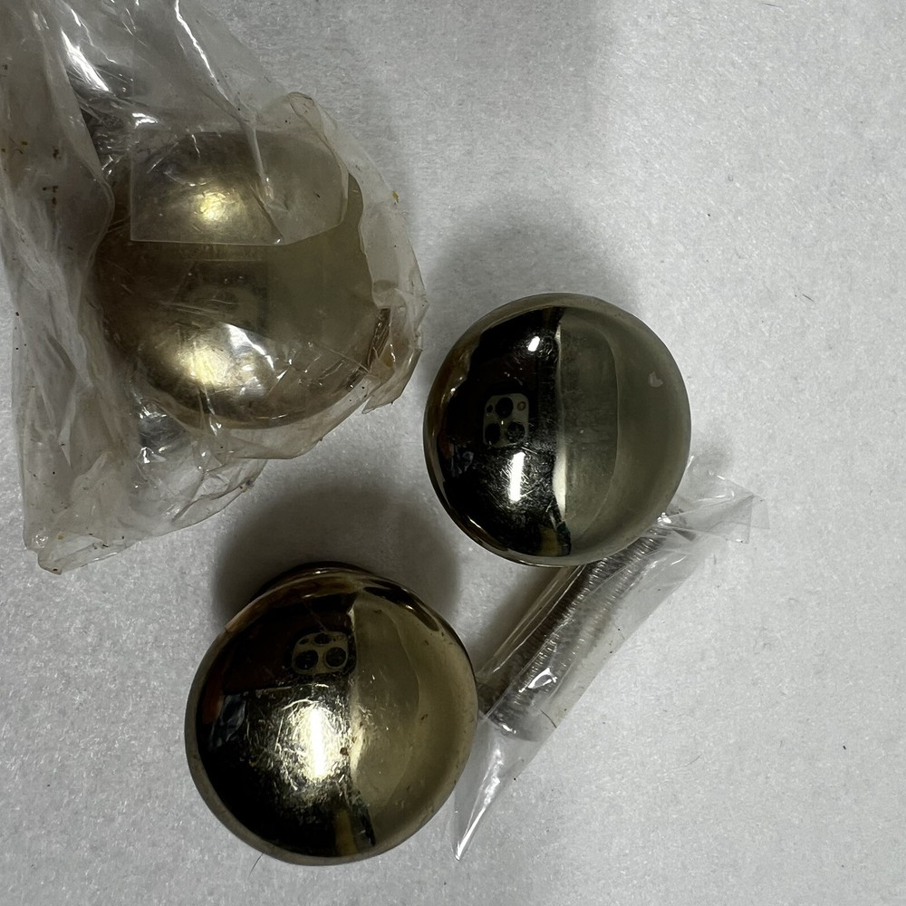 Lot of 3 Solid Brass Cabinet Drawer Knobs Pulls with Screws Vintage 70s