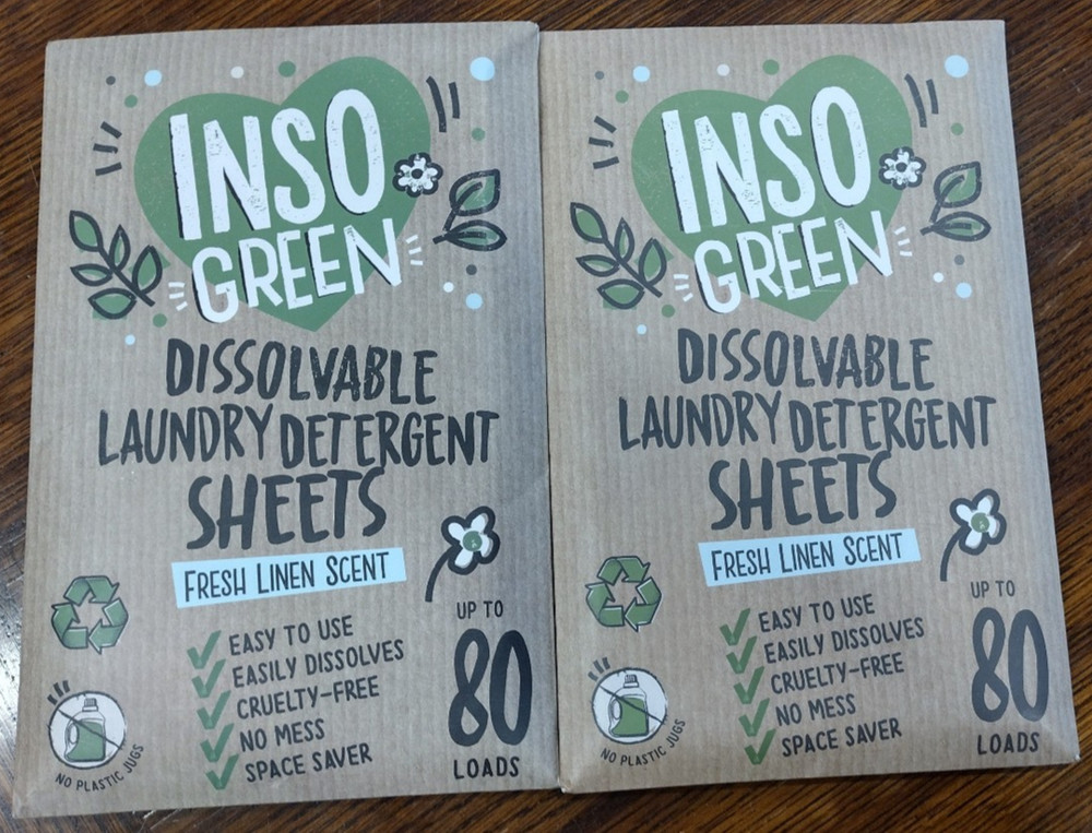 2 Pk INSO Laundry Detergent Sheets 80 Loads Laundry Sheets Detergent No Plastic