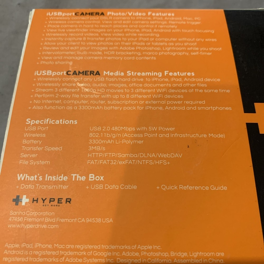 Hyper Drive iUSB port Camera Wireless Camera Control