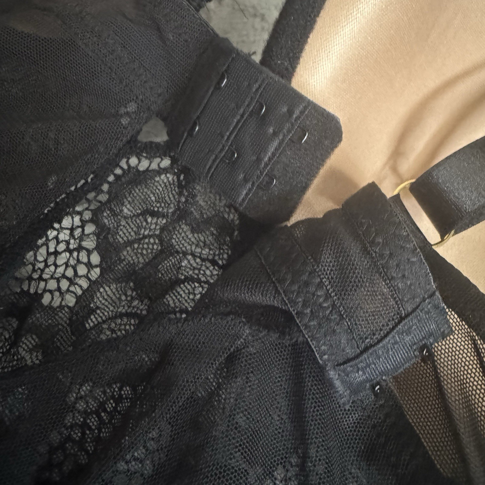 Rachel Roy Black Lace Lingerie Padded Cups Adjustable Thong 2XL