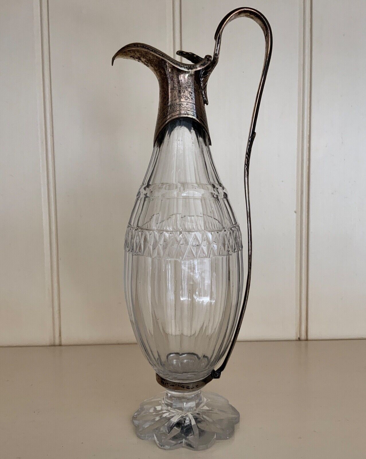 Antique English George III Sterling & Cut Glass Decanter 1800