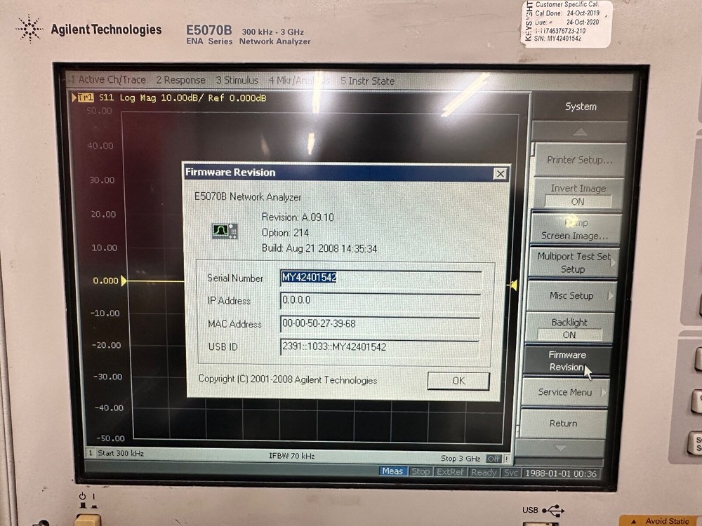 Agilent E5070B 300kHz- 3GHz ENA Series Network Analyzer (Opt 214)