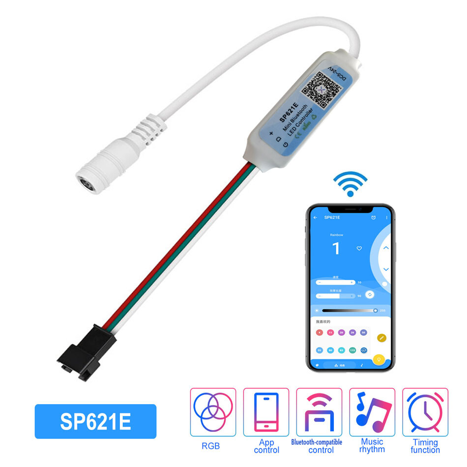 SP621E Bluetooth-compatible LED controller APP control For WS2812 RGB LED strip