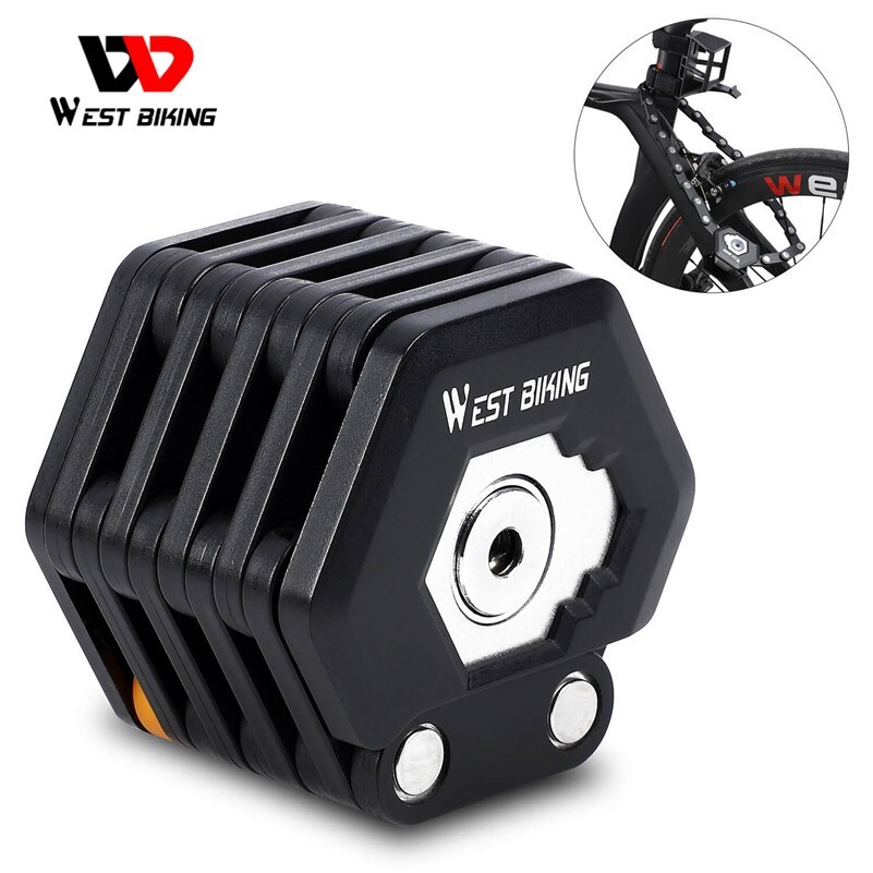 WEST BIKING Mini Foldable Bike Chain Lock Bicycle Security Lock With 3 Keys