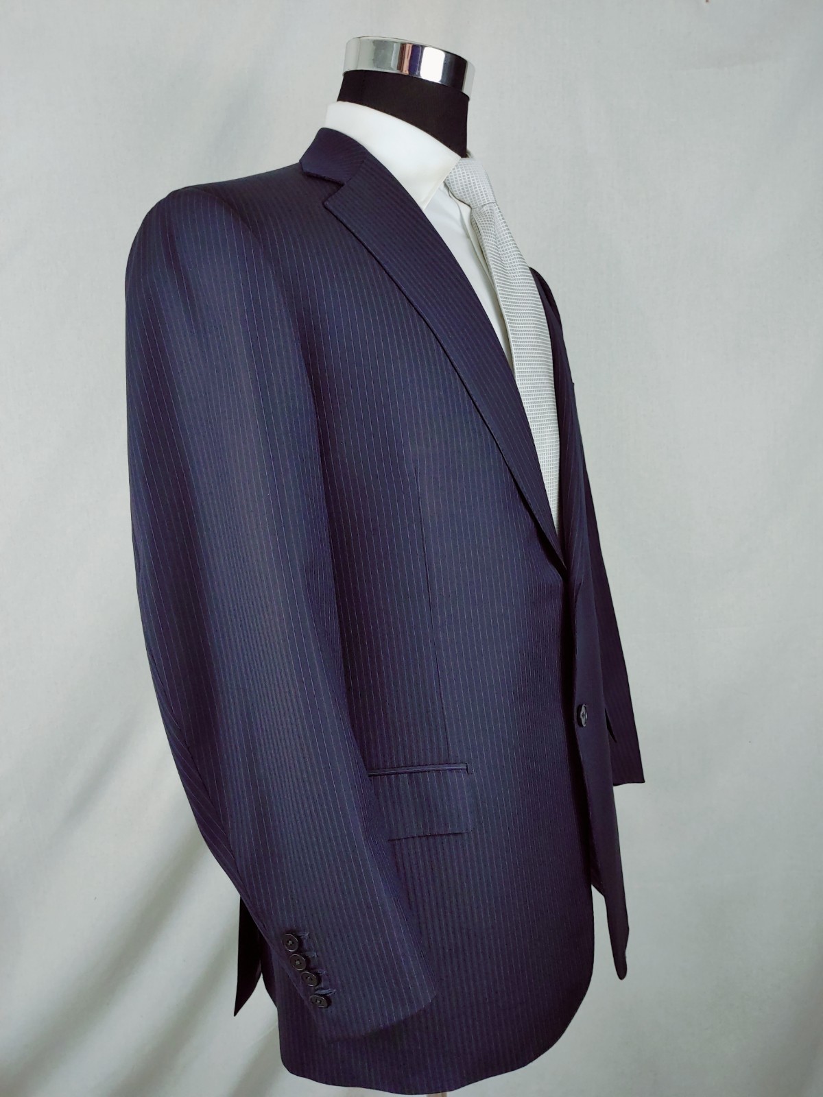 Ermenegildo Zegna Suit Jacket 42/44R Navy Blue Wool Pinstripe Italy Working Cuff