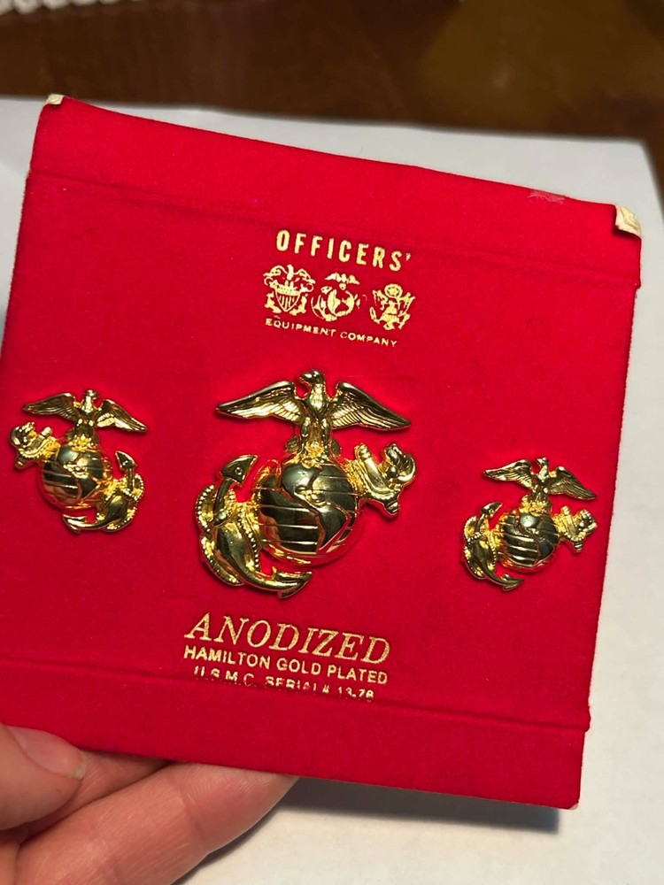 Anodized Brass Marine Corp Insignias