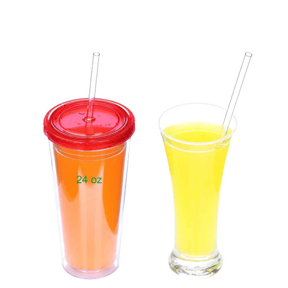Dakoufish 11 Inch Clear Reusable Thick Plastic Drinking Straws Extra Long for...