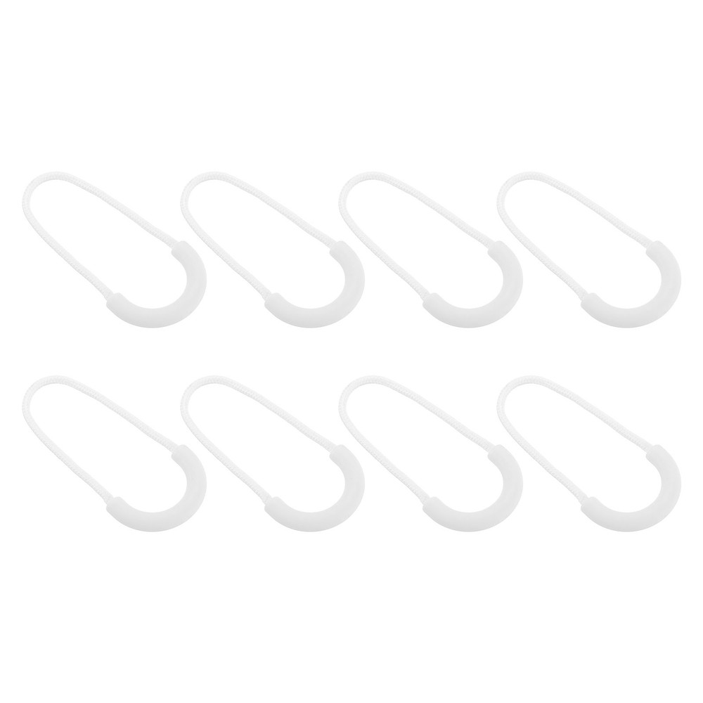 8Pcs U-Shape Zipper Pull Replacement Cord Extender, 63.5mm White