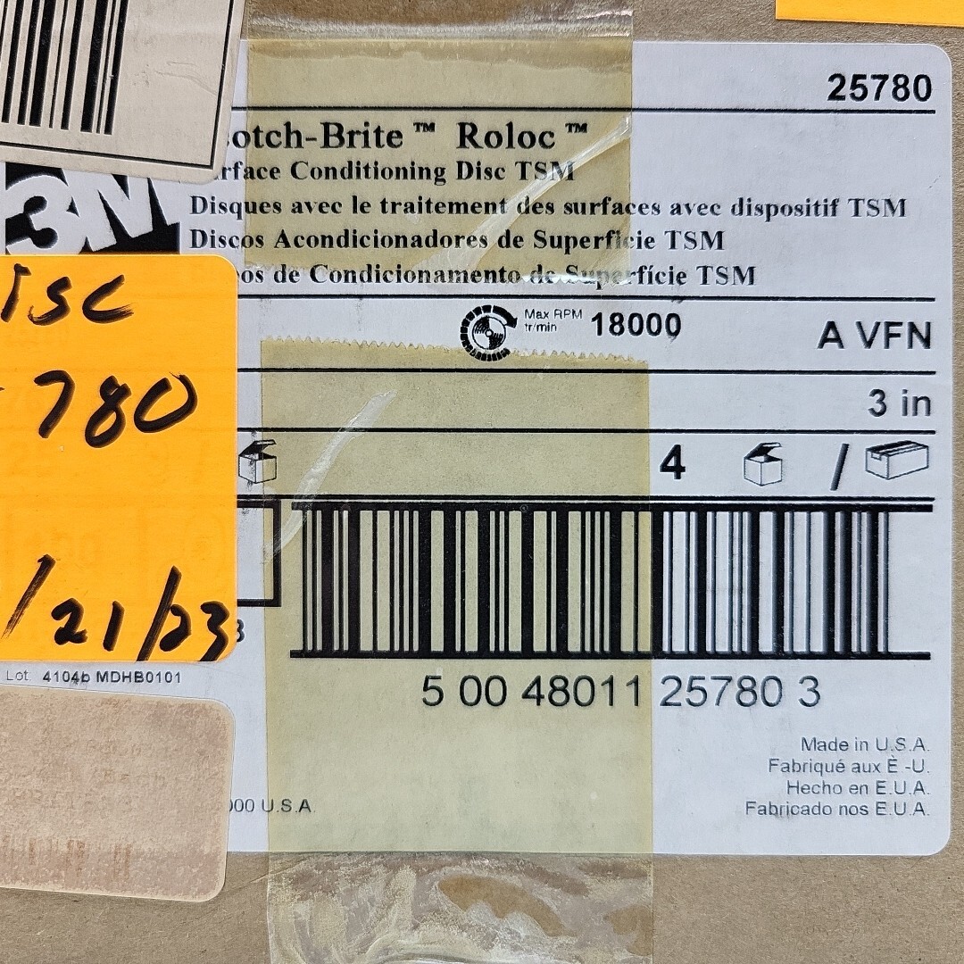 25 Pack 3M 25780 3" Scotch-Brite Quick Change Roloc Disc Very Fine TS/TSM Type 2