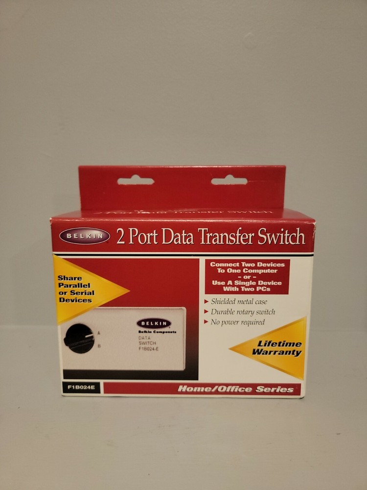 Belkin DB25 Rotary 2 Port Data Transfer Switch F1B024-E Serial/Parallel Printer