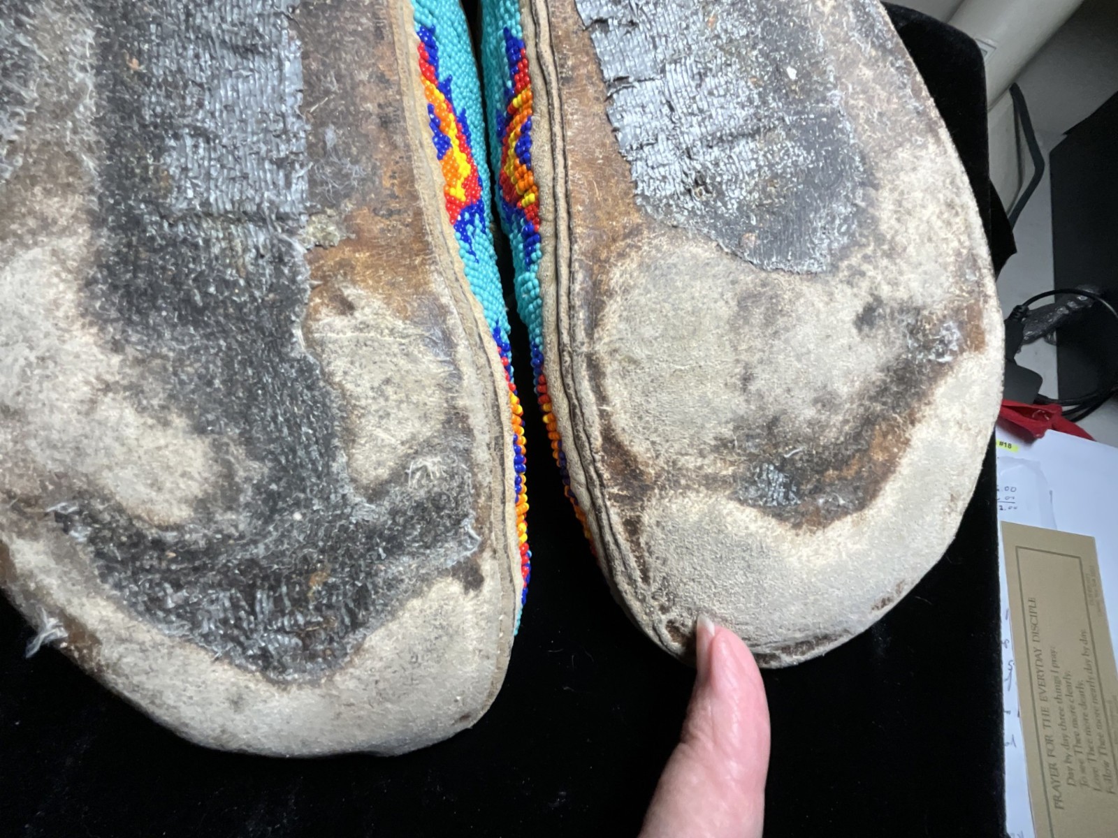 Sioux ? Fully Beaded Eagle Moccasins 10 inches.