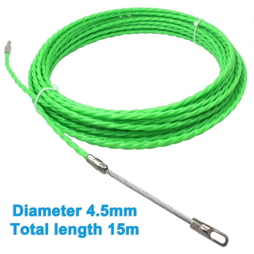 49FT 15m Fish Tape, 4.5mm Diameter, Wire Pulling Tool, Cable, Electrical