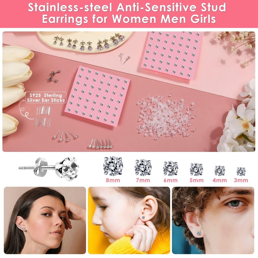 Professional Ear Piercing Gun Kit, Reusable with Stainless Black