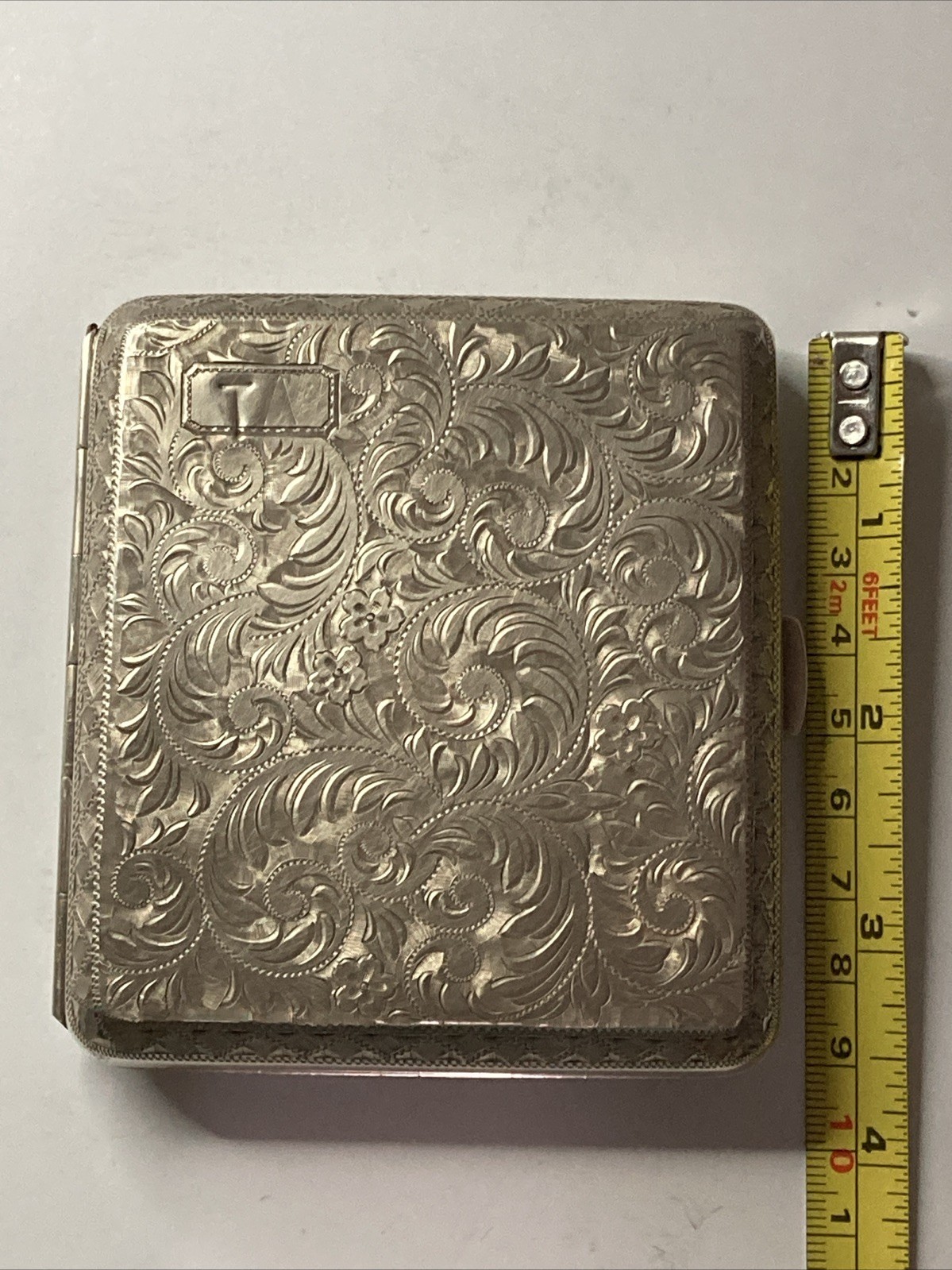 Sterling Silver .950 Cigarette Case Vintage Engraved~Made In Japan(130.5 Grams)