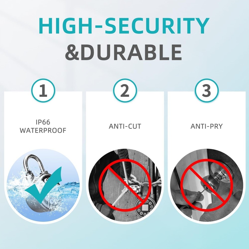 Fingerprint Padlock,Bluetooth Pad Locks with Code, Water Resistant Smart