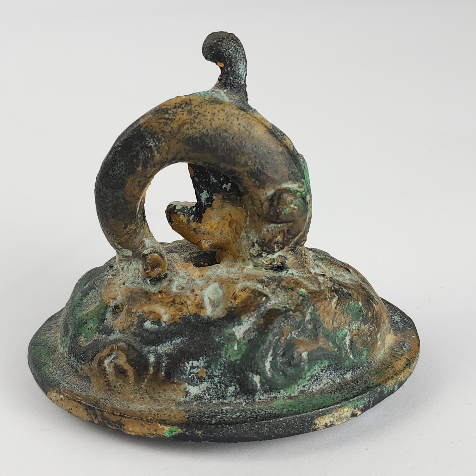 Vintage Metal Censer Lidded Incense Pot w/ Dolphin Chinese Or Japanese Replica