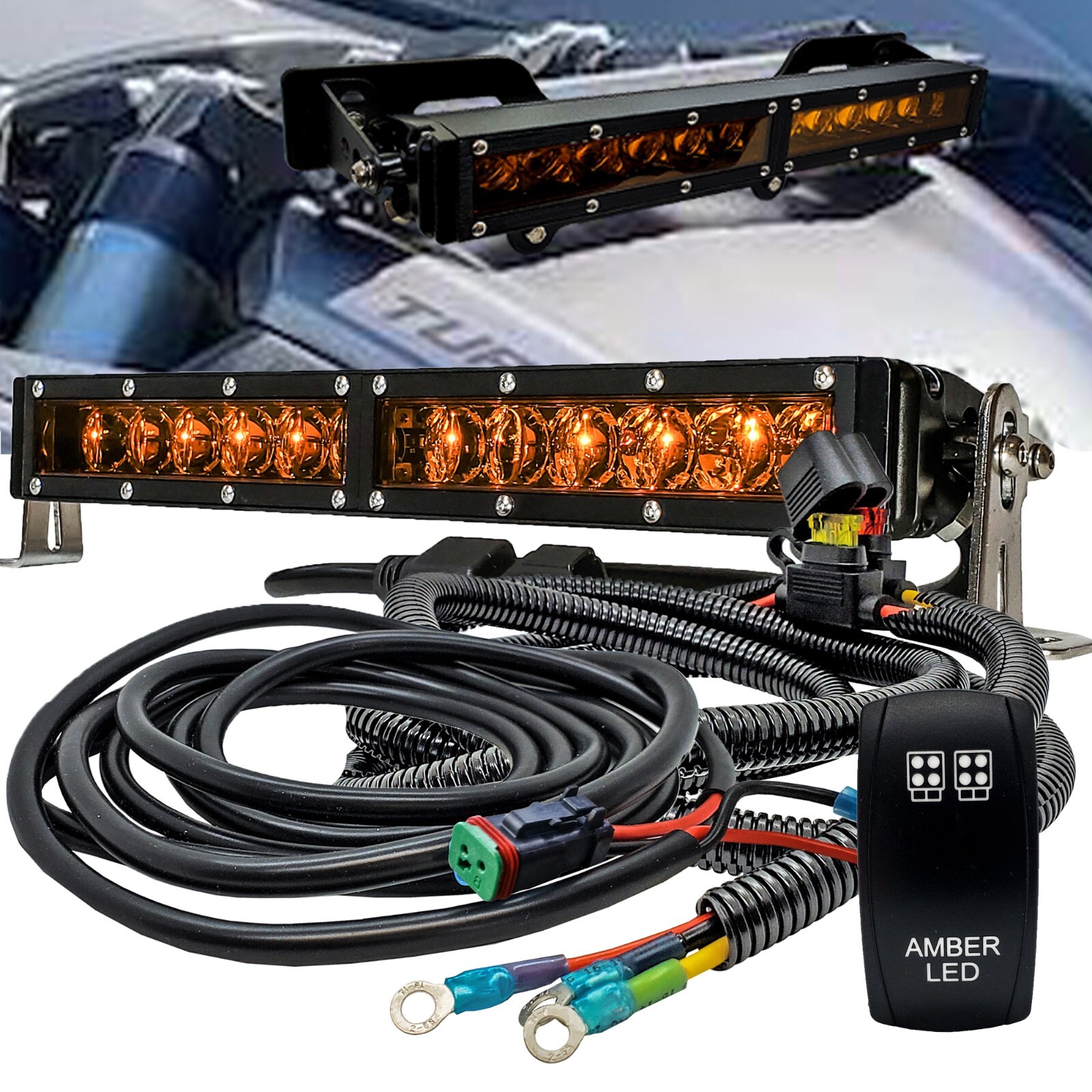 Shock Tower Amber LED Light Bar Kit Plug & Play Harness Can-Am X3 Max RS Turbo