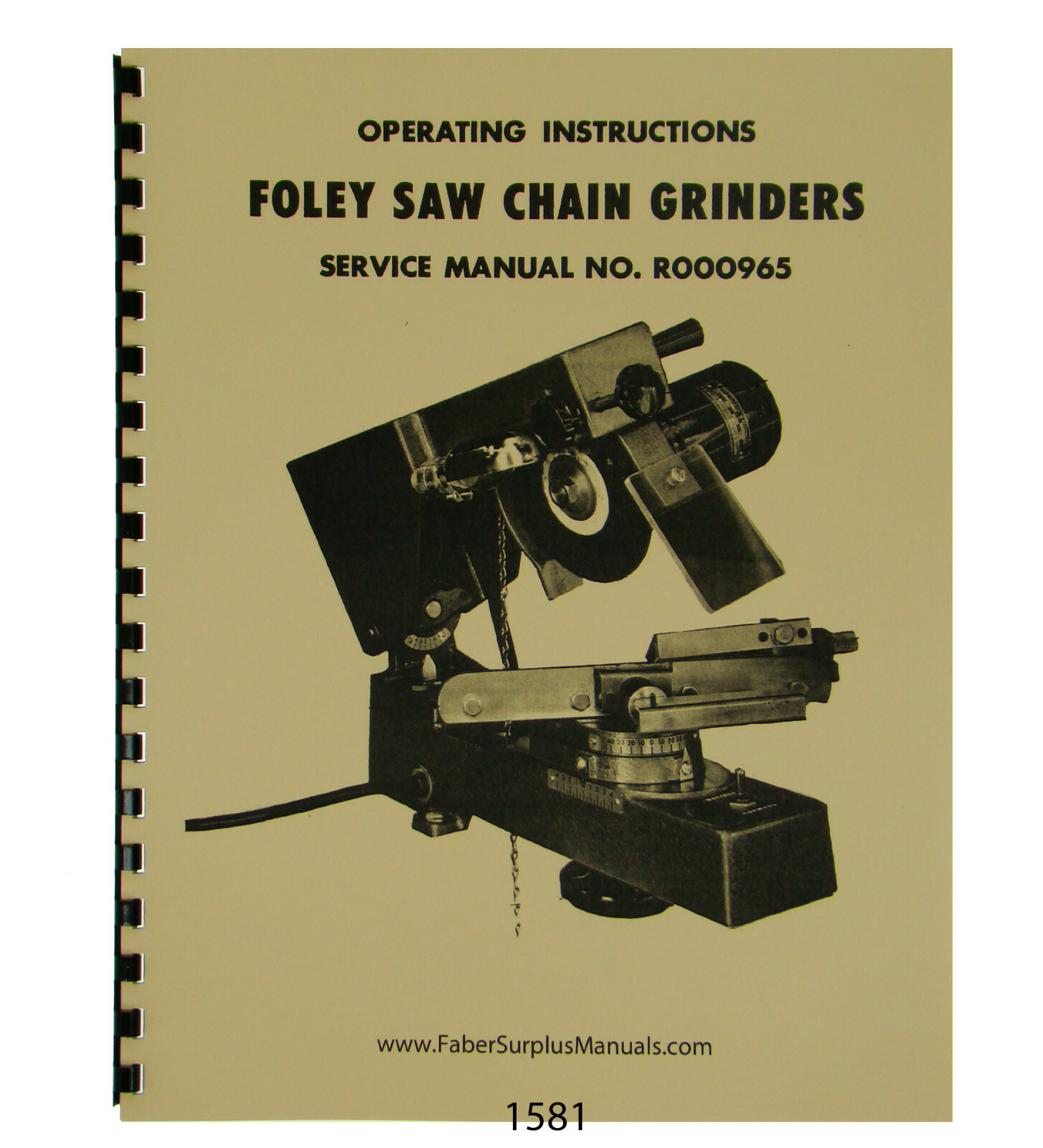 Foley Belsaw Model 394 Saw Chain Grinder Operator & Parts Manual #1581