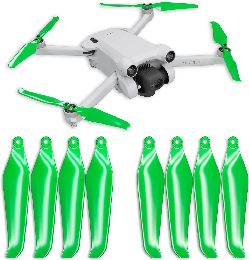 4-Pack Green Stealth Propellers for DJI Mini 3 & 4 Pro - Quiet, Efficient Flight