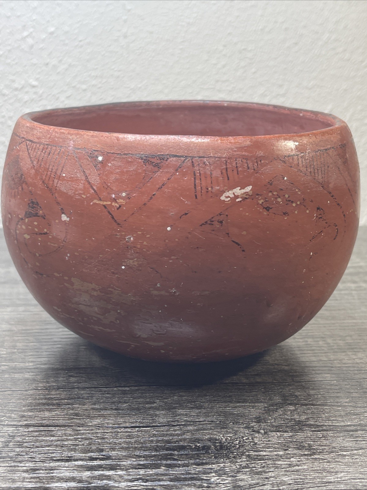 VTG Hopi Native American Hand Painted Vessel Jar Bowl Pottery Unsigned6”x4”tall￼